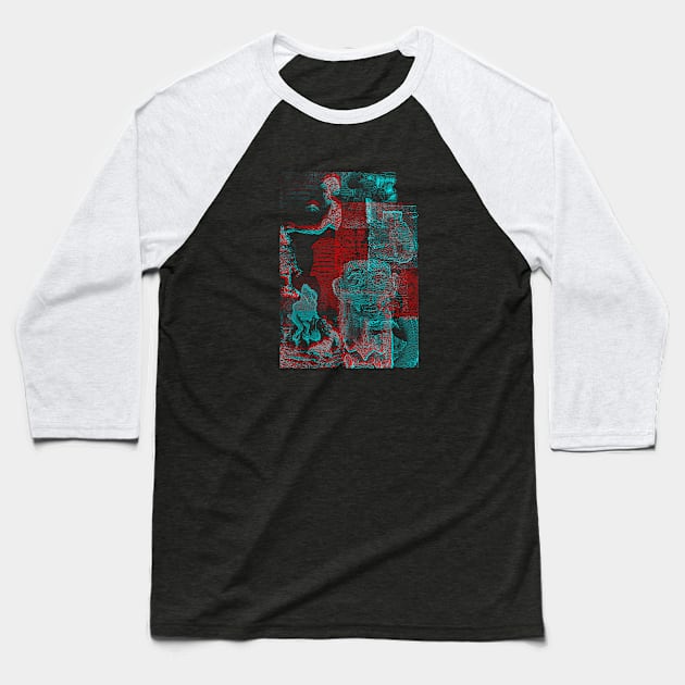 Digital Glitch Art Cursed Internet Image Design #1 Baseball T-Shirt by MrBenny